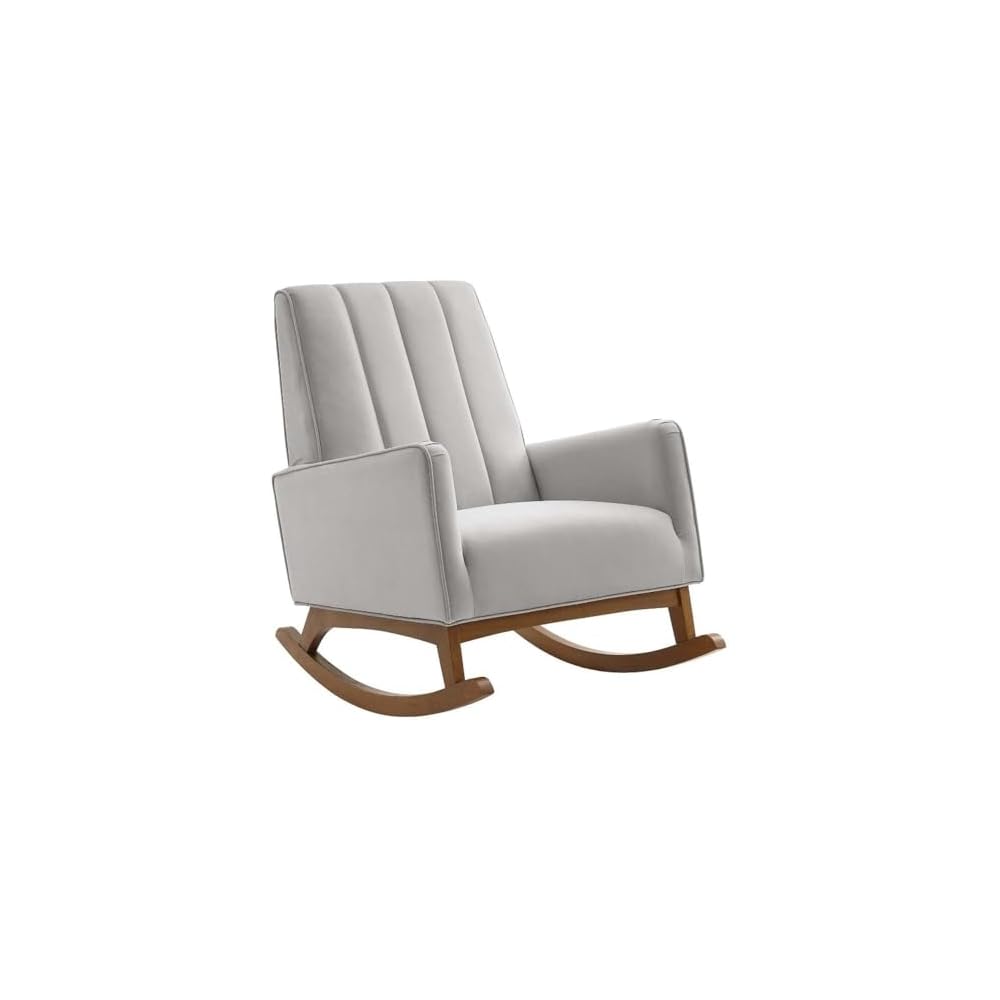 Modway Sway Channel Tufted Performance Velvet Rocking Chair in Light Gray