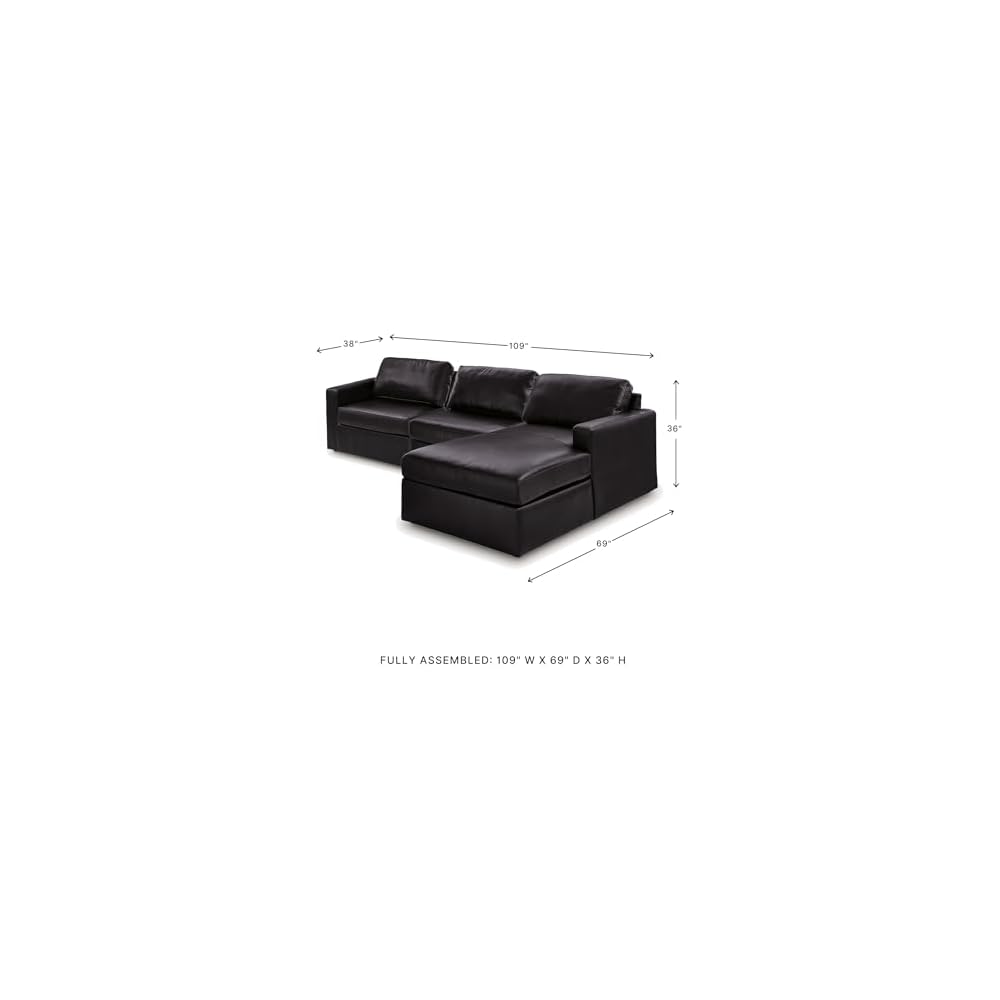 Signature Design by Ashley 3-Piece Modular Leather Sectional Couch, Black