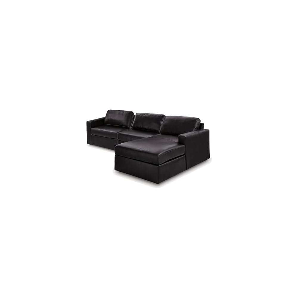 Signature Design by Ashley 3-Piece Modular Leather Sectional Couch, Black