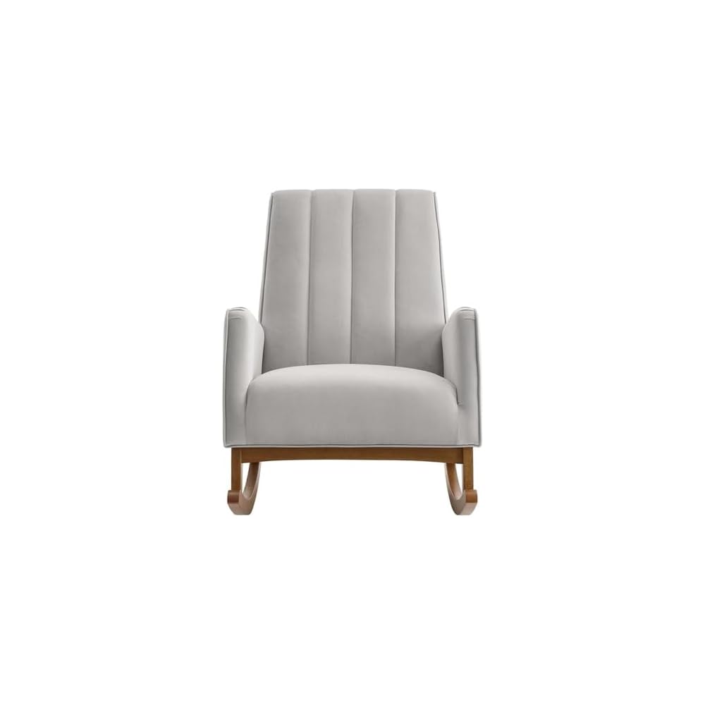 Modway Sway Channel Tufted Performance Velvet Rocking Chair in Light Gray