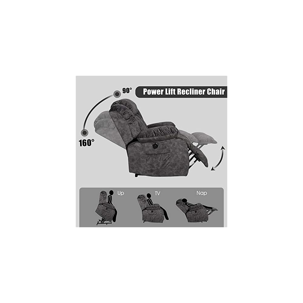 Living Room Chairs Elderly USB Electric Power Lift Recliner Chair Heat Vibration Massage w/Remote