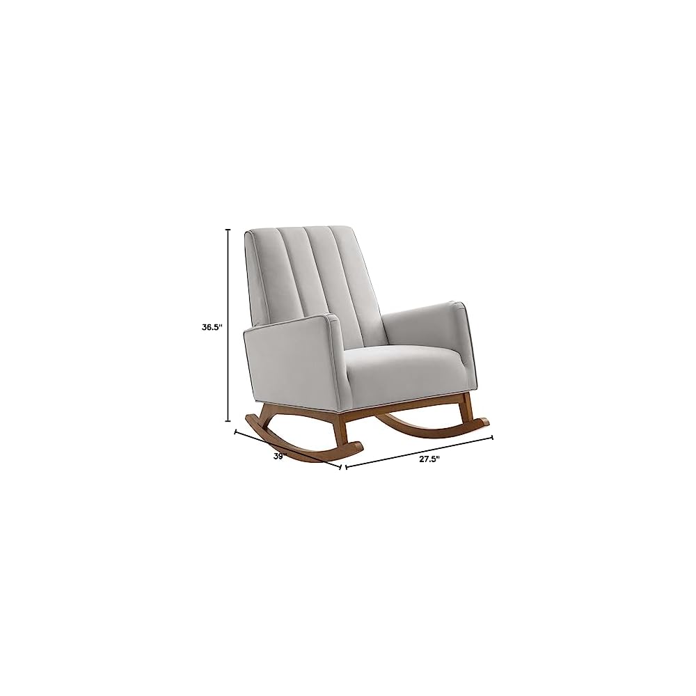 Modway Sway Channel Tufted Performance Velvet Rocking Chair in Light Gray