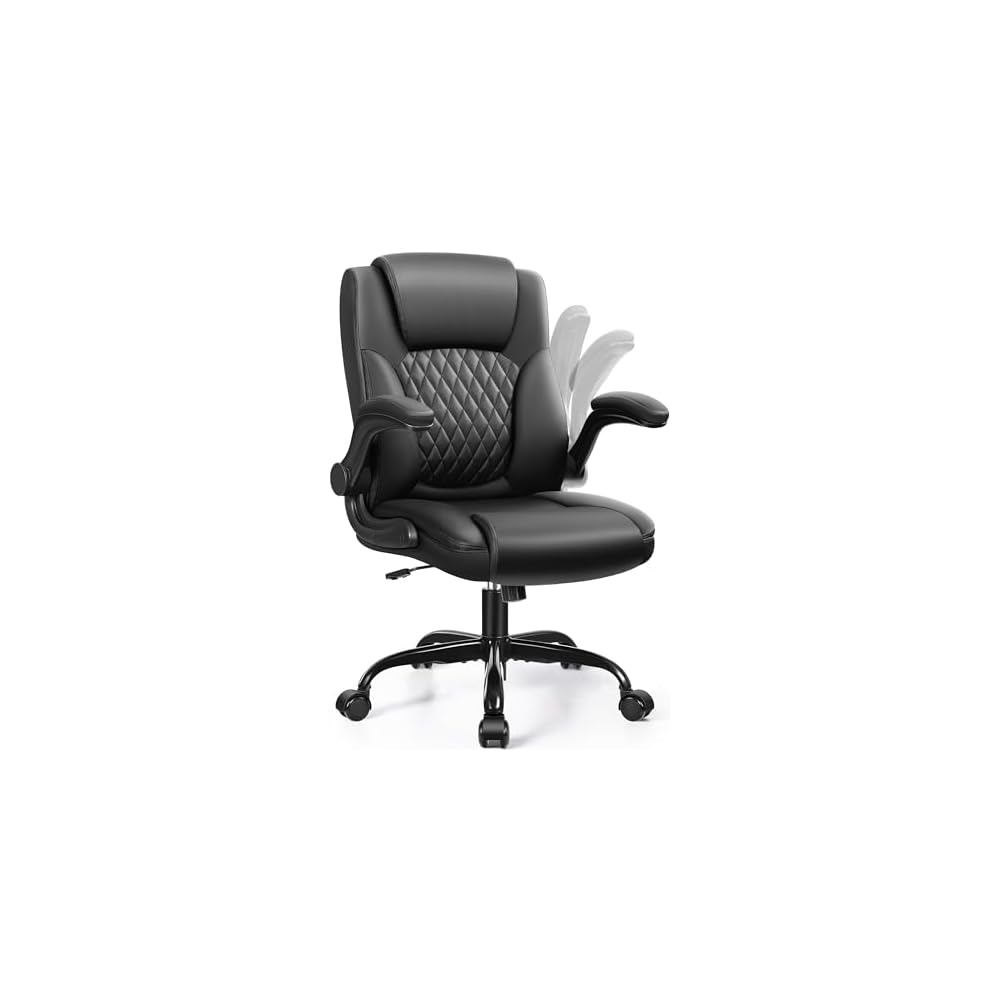 Leather Office Chair, PU Home Computer Desk Chairs with Ergonomic Back Support, 360°Swivel Free, Small Gaming Chair with Wheels and Adjustable Armrests, for Short People Use