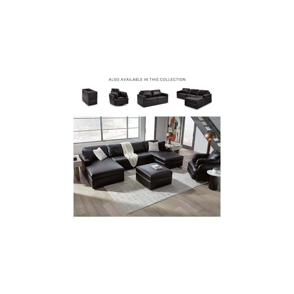 Signature Design by Ashley 3-Piece Modular Leather Sectional Couch, Black