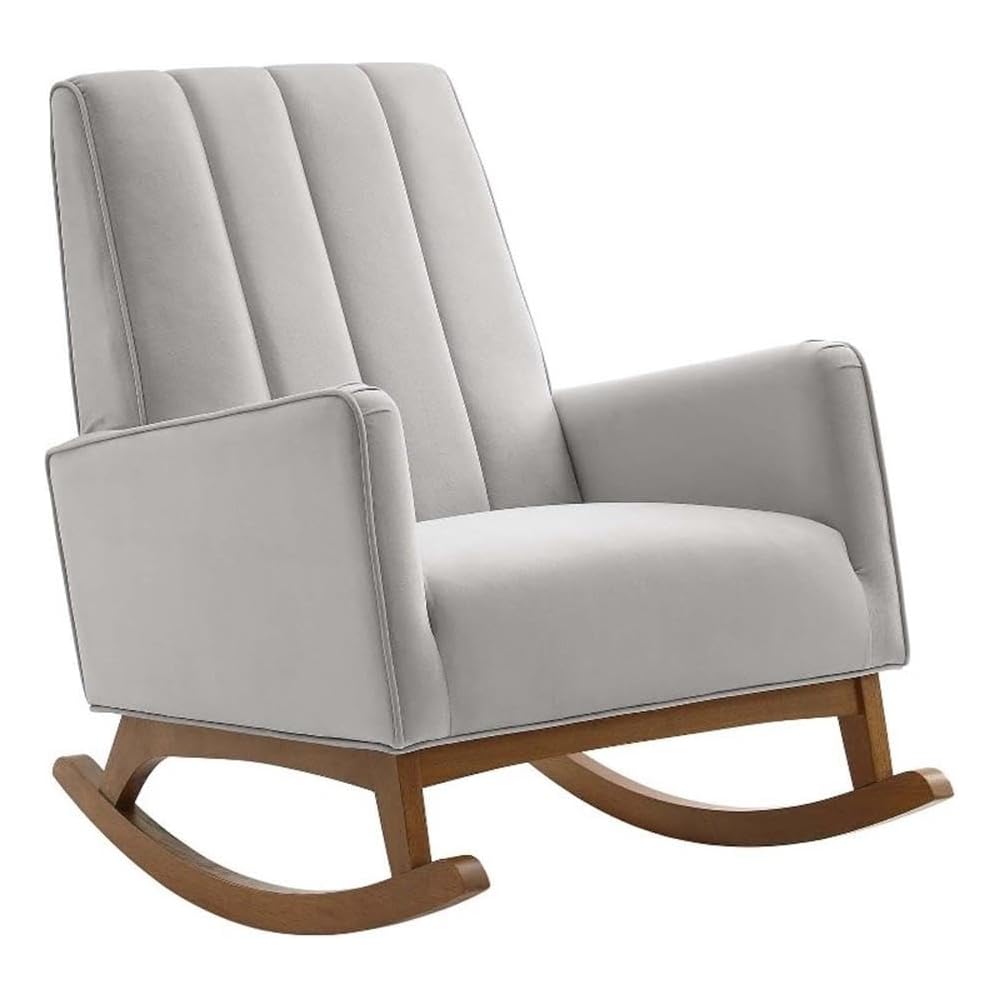 Modway Sway Channel Tufted Performance Velvet Rocking Chair in Light Gray