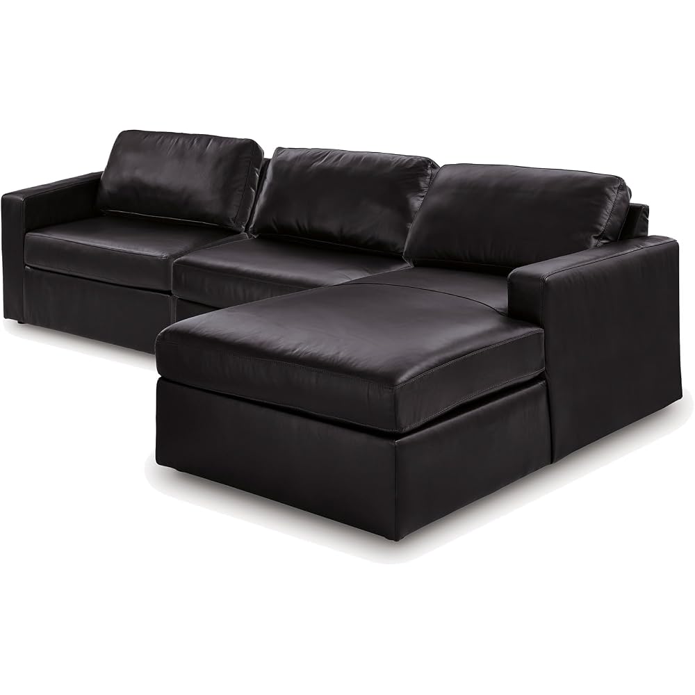 Signature Design by Ashley 3-Piece Modular Leather Sectional Couch, Black