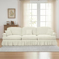 Modular Sectional Sofa Couch,3 Seater Chenille Deep Seat Sleeper Cloud Couch with Pillows,Removable Ruffled Skirt for Living Room,Apartment,Office(Beige)