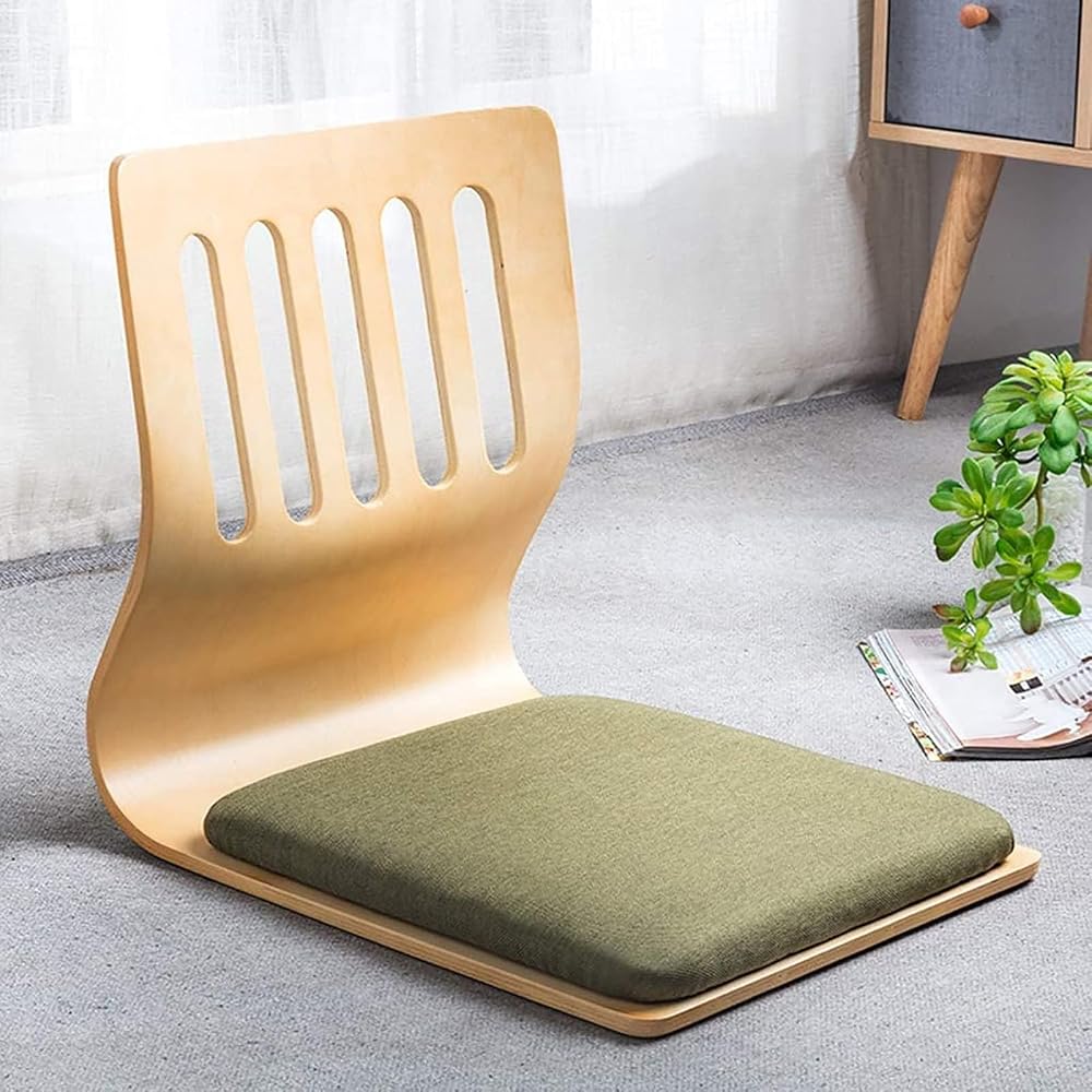 Japanese Legless Floor Chair,Wooden Tatami Meditation Chair Bay Window Lounge Chair Lazy Couch for Reading Tv Watching