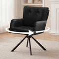 Leather Dining Chair,Swivel Accent Chair with Mid Back Comfy Vanity Chair Armchairs Modern Dining Chairs for Living Room,Kitchen,Office,Black